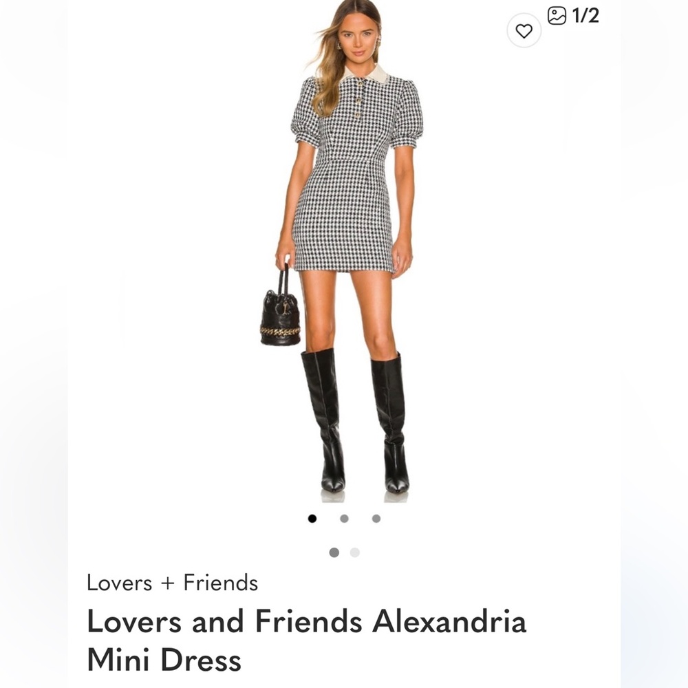 Revolve Lovers + Friends Black and White Houndstooth Mini Dress